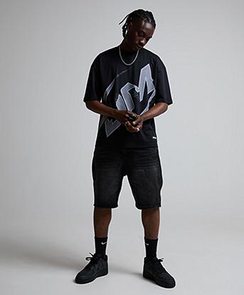 Dripmade Cypher Monogram Denim Short in Black