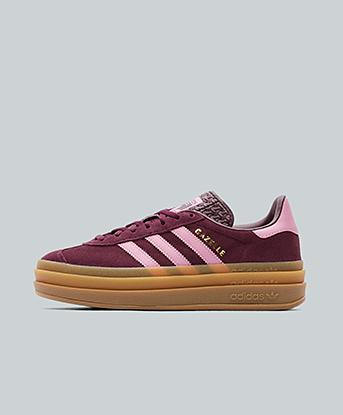 adidas Originals Junior Gazelle Bold Trainer in Maroon / St Tropic Bloom / Gold Metallic