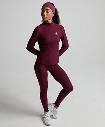 Trailberg Womens Tide Quarter Zip Top in Deep Claret
