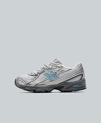 New Balance Infant 740 Trainer in Dark Metallic Silver / Fan Blue