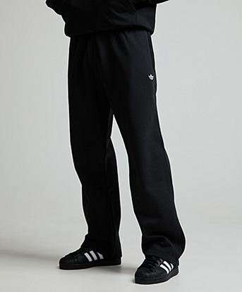 adidas Originals Trefoil Essentials Open Hem Pant in Black / White / White