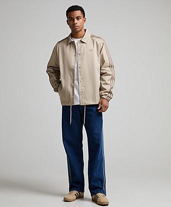 adidas Originals 3-Stripes Coaches Jacket in Khaki Three