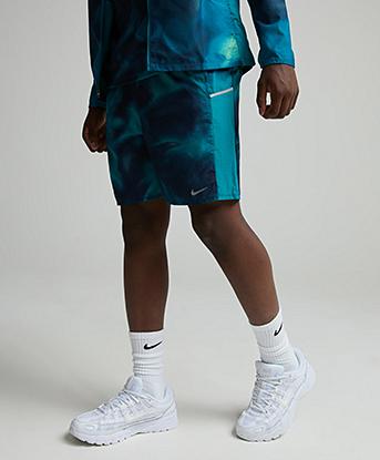 Nike Junior Miler Plus Short in Blue Eclipse / Bright Spruce