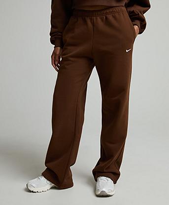 Nike Womens Studio Fleece Open Hem Pant in Cacao Wow / Sail