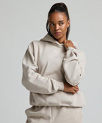 Nike Womens Studio Fleece Oversize Hoodie in Cream II / Sail