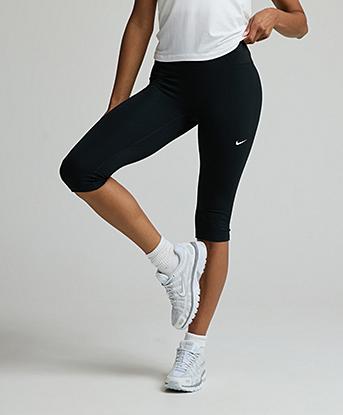 Nike Womens One Dri-FIT High-Rise Capri Legging in Black / White