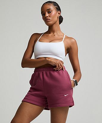 Nike Womens Studio Fleece Classic Short in Pink Smoke / Sail