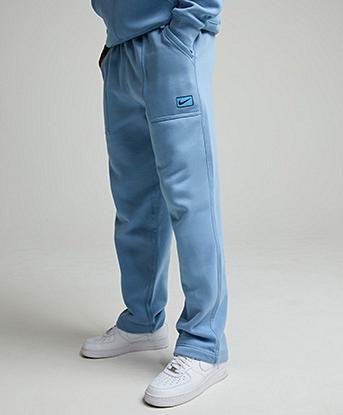 Nike Street Fleece Open Hem Pant in Work Blue