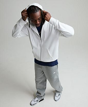 Nike Club BB Full Zip Hoodie in Birch Heather / White