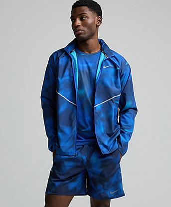 Nike Dri-FIT Miler 7 Inch Brief-Lined AOP Short in Midnight Navy / Hyper Royal / Reflective Silver