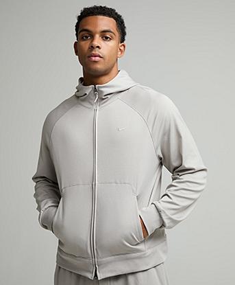 Nike Primary NanoKnit Dri-FIT UV Protection Full Zip Hoodie in Moon Particle / College Grey / Heather