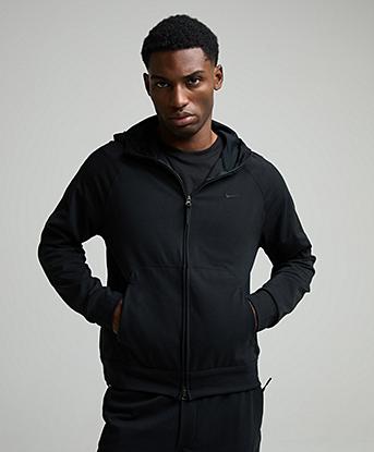 Nike Primary NanoKnit Dri-FIT UV Protection Full Zip Hoodie in Black