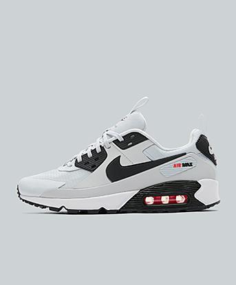 Nike Air Max 90 Drift Trainer in Platinum Grey / Black / Crimson