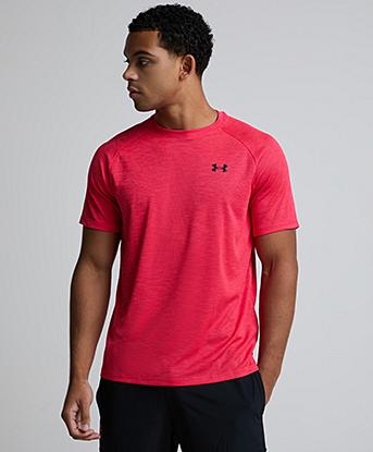 Under Armour Tech Woven Wordmark T-Shirt in Red / Black