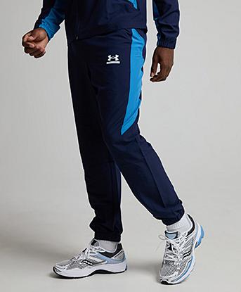 Under Armour Tech Sport Woven Pant in Midnight Navy / Aegean Blue / White