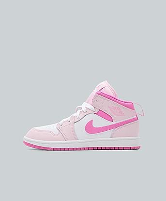 Jordan Infant Air Jordan 1 Mid Trainer in Pink Foam / China Rose / White