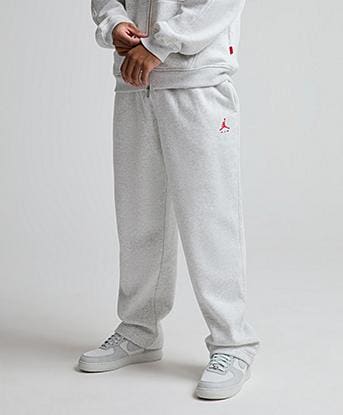 Jordan BrooklynFleece Open Hem Pant  in Neutral Grey Heather / (University Red)