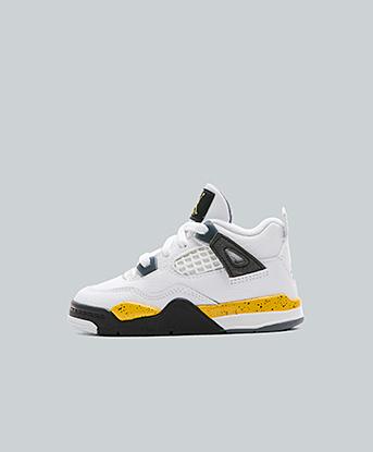 Jordan Nursery Air Jordan 4 Retro 'Rare Air' Trainer in White / Tour Yellow / Black