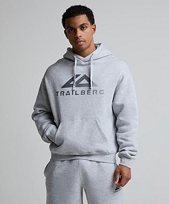 Trailberg Fraction Overhead Hoodie in Grey Marl