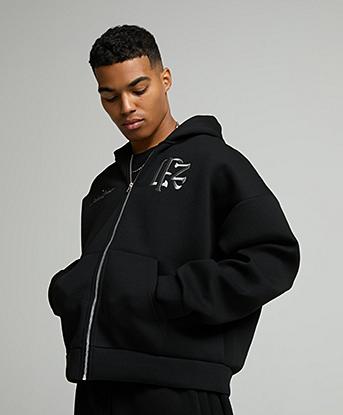 Lorenzo Origin Neoprene Full Zip Hoodie in Black