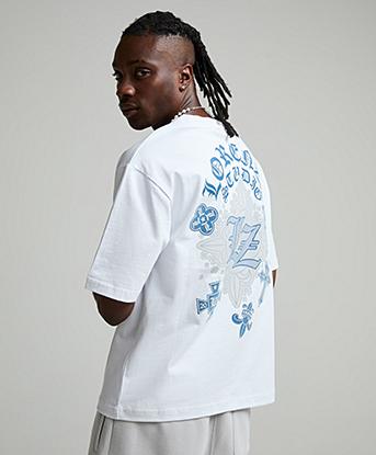 Lorenzo Atlas T-Shirt in White / Blue