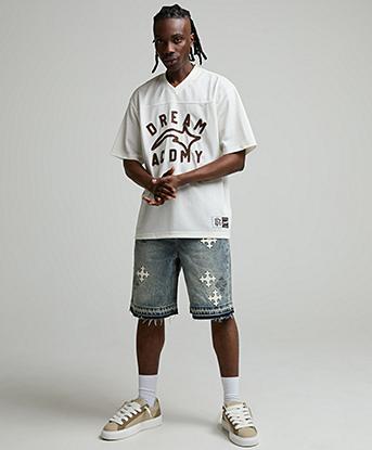 Lorenzo Dream Academy Jersey in Off White / Brown