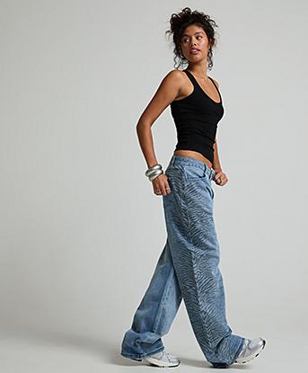 Dripmade Womens Zyrage Oversized Jean in Mid Wash