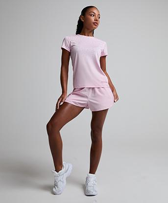 Monterrain Womens Laya Leopard Woven Short in Rose Quartz