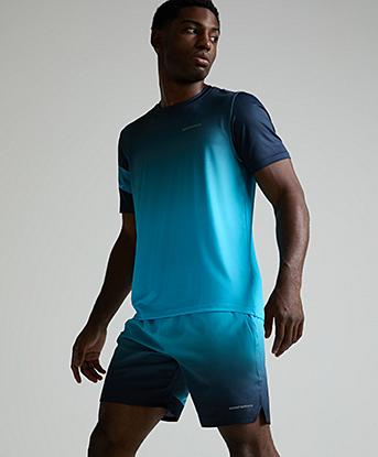 Monterrain Distance Ombre Woven Running Short in Academy Blue / Cerulean Cast