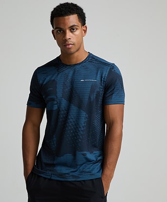 Monterrain Divide Jacquard T-Shirt in Voyage Blue / Academy Blue
