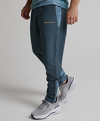 Monterrain Divide Woven Running Pant in Fort Blue / Twilight Graphite / Pastel Ochre