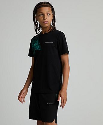 Monterrain Junior Abyss T-Shirt in Black / Soft Tide / Mint Sky