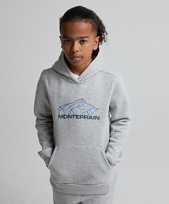 Monterrain Junior Vast Fleece Overhead Hoodie in Grey Marl