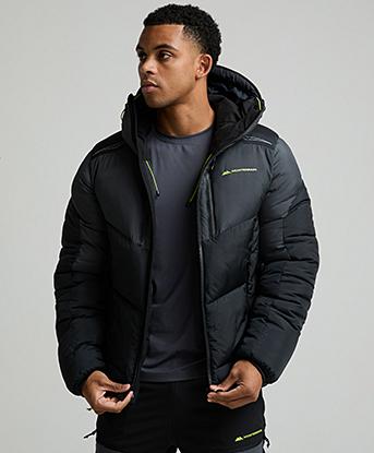 Monterrain Orbit Puffer Jacket in Black / Urban Charcoal / Citrus Fusion