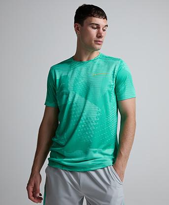 Monterrain Divide Jacquard T-Shirt in Marine Green / Salted Fog / Citrus Fusion