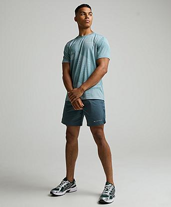 Monterrain Divide Jacquard T-Shirt in Fort Blue / Twilight Graphite / Pastel Ochre