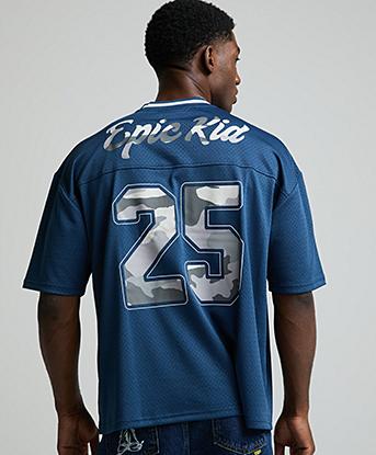 Epic Kid Kick Off Mesh Jersey in Signal Navy / Grey Camo