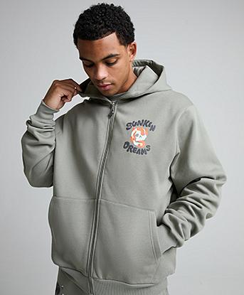 Epic Kid Sunken Dreams Full Zip Hoodie in Phantom Grey