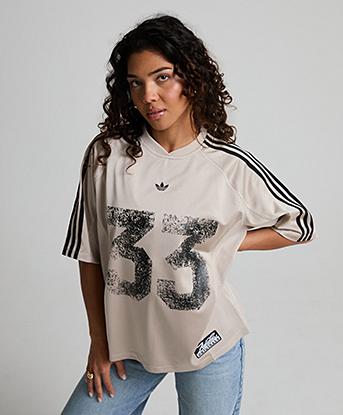 adidas Originals Womens 33 Jersey Top in Wonder Beige