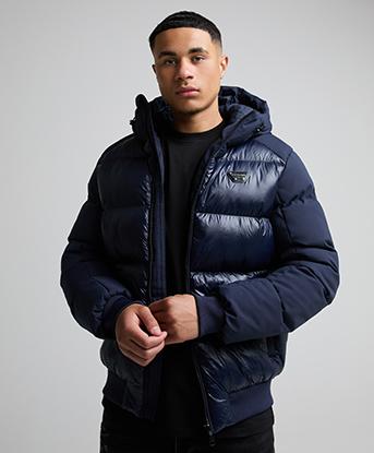 Alessandro Zavetti Ravenna Puffer Bomber Jacket in Midnight Veil