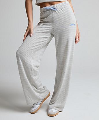 Dès Vu Womens Stripe Pant in Grey Marl