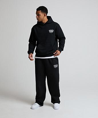 Faded Store Liquid Drip Metallic Jogger in Black