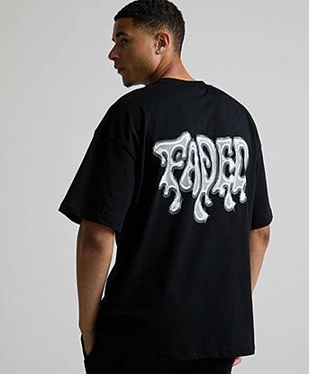 Faded Store Liquid Drip Metallic T-Shirt in Black