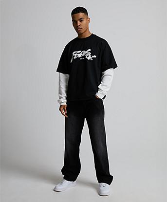 Faded Store Washed Denim Jean in Black