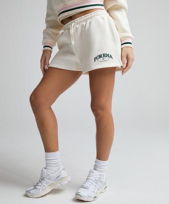Forena Womens Daze Academy Fleece Short in Snow Pearl / Blush Cloud / Ocean Thicket