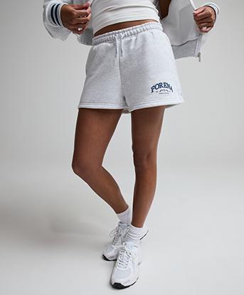 Forena Womens Daze Academy Fleece Short in Ice Grey Marl / Indigo Dusk