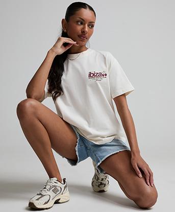 Forena Womens Ibiza Summer T-Shirt in Snow Pearl