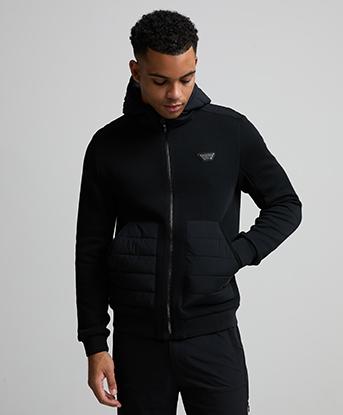 Alessandro Zavetti Mezzano Hooded Hybrid Jacket in Black