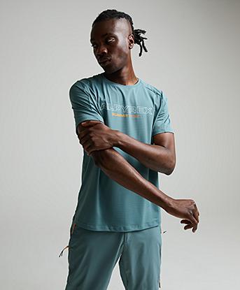 Alpyrex Carabiner T-Shirt in Mythical Teal / Neon Orange