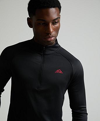 Alpyrex Altor Quarter Zip Top in Black / Charcoal / Engine Blaze